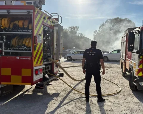 Man arrested after six vehicles completely destroyed in blaze at beach car park on Costa del Sol