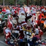 Bikers get into gear to accompany Santa on his rounds in Marbella