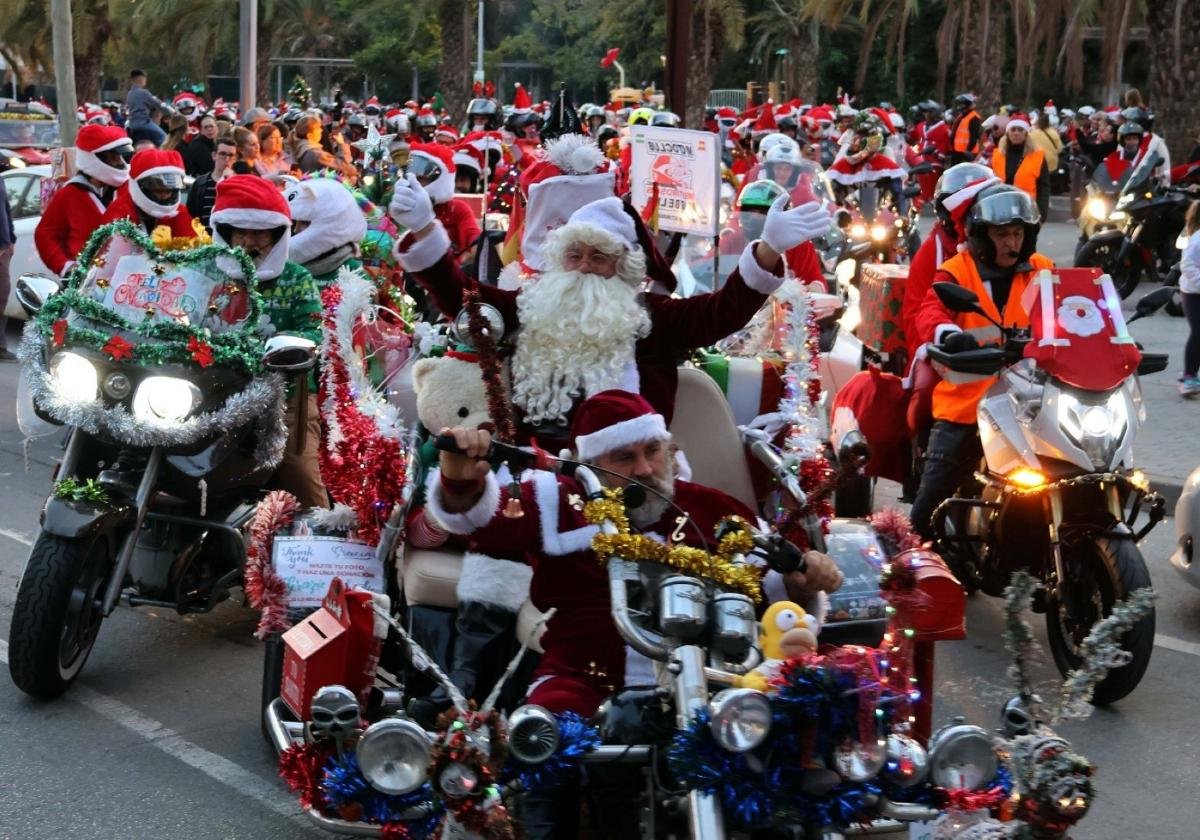 Bikers get into gear to accompany Santa on his rounds in Marbella