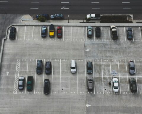 Cars parked at a central car park in Marbella