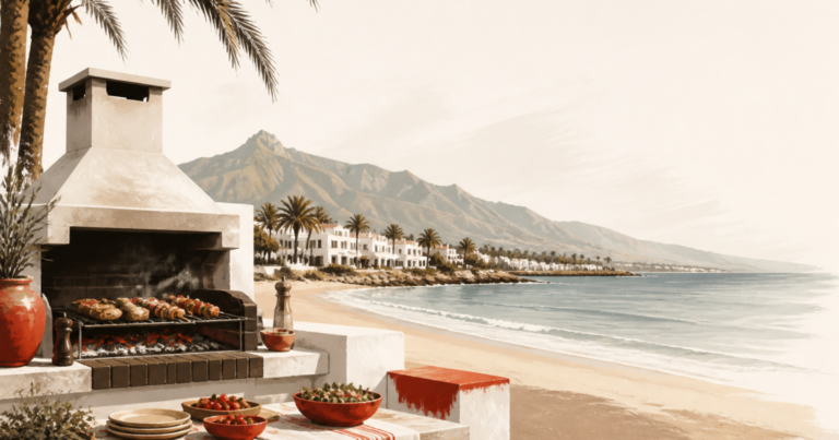 AI-generated illustration for Marbella Daily: Marbella records 3,947 beach barbecue reservations during 2026 season