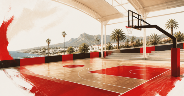 AI-generated illustration for Marbella Daily: Marbella’s Carlos Cabezas pavilion adds a covered basketball court