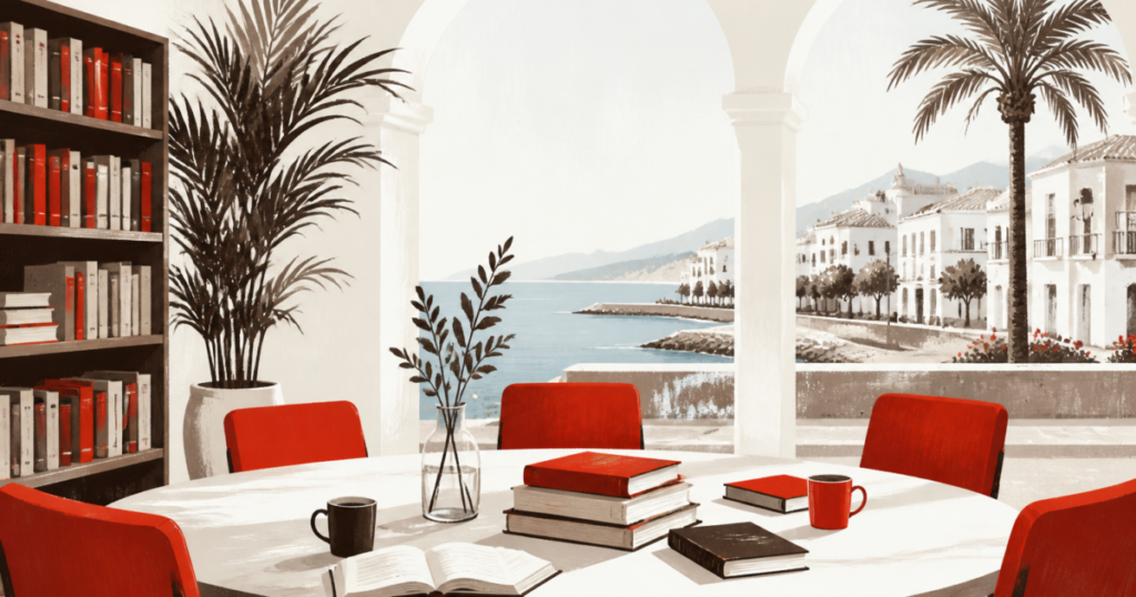 AI-generated illustration for Marbella Daily: Estepona library launches campaign to create user-led reading clubs